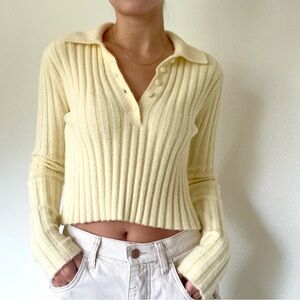Zara ribbed long sleeve polo sweater